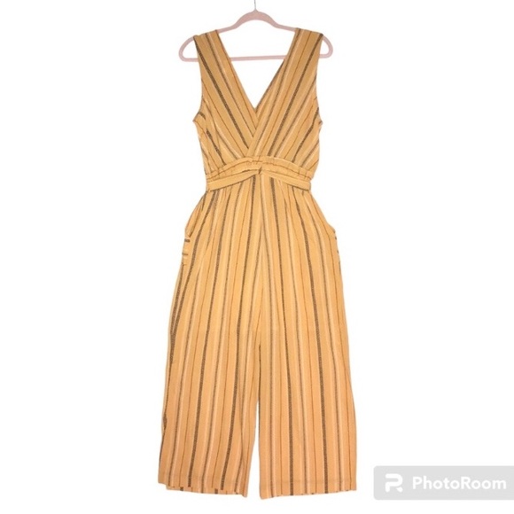 Monteau Flowy Spring Striped Jumpsuit Sleeveless With Pockets Large Like New - Picture 2 of 6